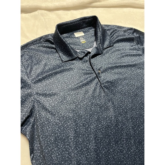 Greg Norman ML75 Play Dry Men's Polo Shirt Navy Blue Geometric Size L - Picture 2 of 10